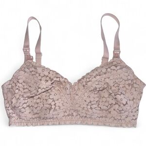 Momanda Lace Nursing Bra 34D Wireless Maternity Breastfeeding Bra Baby Pink